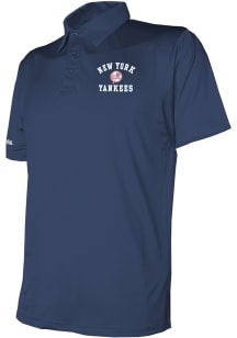 Stitches New York Yankees Mens Navy Blue Logo Short Sleeve Polo