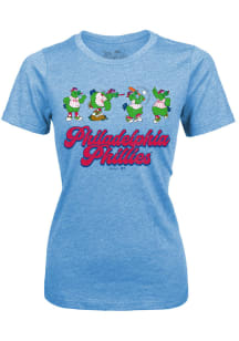 Philadelphia Phillies Womens Light Blue Hotdog Race Short Sleeve T-Shirt