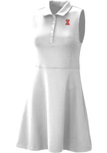 Columbia Illinois Fighting Illini Womens White Heat Seal Match Short Sleeve Dress