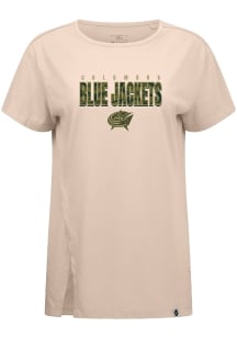 Levelwear Columbus Blue Jackets Womens Tan Influx Protect Short Sleeve T-Shirt