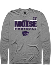 Adonis Moise K-State Wildcats Graphite Football NIL Stacked Box Long Sleeve Player T Shirt