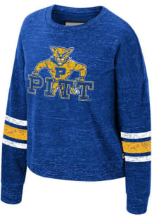 Colosseum Pitt Panthers Womens Blue Jaclyn Speckle Crew Sweatshirt