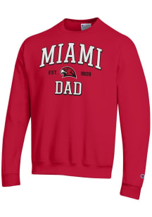 Champion Miami RedHawks Mens Red Est Date Dad Powerblend Long Sleeve Crew Sweatshirt
