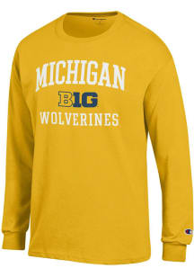 Champion Michigan Wolverines Yellow Big 10 Jersey Long Sleeve T Shirt