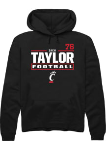 Zach Taylor Cincinnati Bearcats Mens Black Football NIL Stacked Box Player Hood