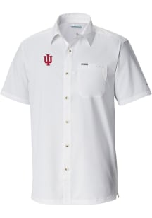 Columbia Indiana Hoosiers Mens White Heat Seal Slack Tide Camp Short Sleeve Dress Shirt
