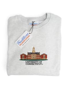 UConn Huskies Mens Grey Heather Wilbur Cross Long Sleeve Crew Sweatshirt