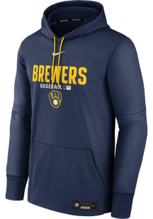 Nike Milwaukee Brewers Mens Navy Blue Authentic Collection Hood