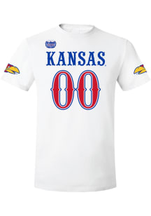 Kansas Jayhawks White Football Whitehawk Jersey Replica Short Sleeve T Shirt