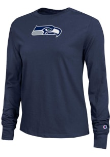 Champion Seattle Seahawks Womens Navy Blue Core LS Tee