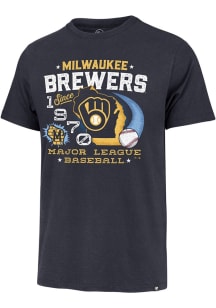 47 Milwaukee Brewers Navy Blue Throwback Short Sleeve Fashion T Shirt