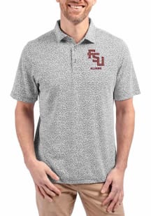 Cutter and Buck Florida State Seminoles Mens Black Alumni Virtue Eco Pique Botanical Short Sleeve..