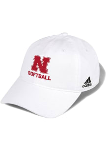 Adidas Nebraska Cornhuskers Softball Washed Slouch Adjustable Hat - White