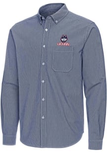 Antigua UConn Huskies Mens Navy Blue Porter Long Sleeve Dress Shirt