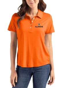 Cutter and Buck Illinois Fighting Illini Womens Orange Coastline Eco Short Sleeve Polo Shirt