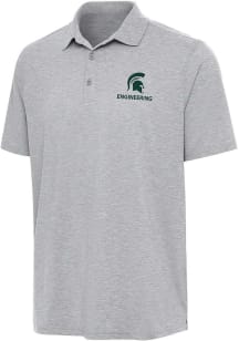 Antigua Michigan State Spartans Mens Grey Heather Par 3 Engineering Short Sleeve Polo