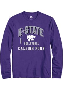 Caleigh Ponn K-State Wildcats Purple NIL Arch Logo Long Sleeve Player T Shirt