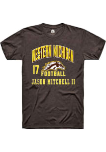 Jason Mitchell II Western Michigan Broncos Brown Football NIL Arch Logo Short Sleeve Player T Shir..