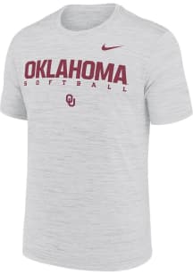 Nike Oklahoma Sooners White DriFit Velocity Softball Short Sleeve T Shirt