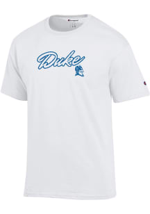 Champion Duke Blue Devils White Script Team Name Short Sleeve T Shirt