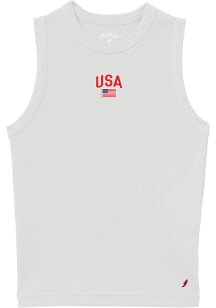 Americana Womens White embroidered flag Tank Top