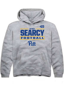 Henry Searcy Rally Pitt Panthers Youth NIL Stacked Box Long Sleeve Player Hoodie Grey