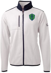 Cutter and Buck Seattle Sounders FC Mens White Cascade Sherpa Light Weight Jacket