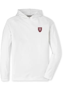 Peter Millar Harvard Crimson Mens White Pine Long Sleeve Hoodie