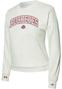 Concepts Sport Ohio State Buckeyes Womens White Heather Crew Sweatshirt