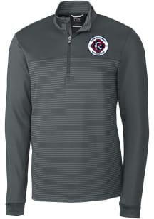 Cutter and Buck New England Revolution Mens Graphite Traverse Stripe Long Sleeve Qtr Zip Pullover