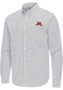 Antigua Minnesota Golden Gophers Mens Ash Ellis Long Sleeve Dress Shirt