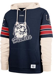 47 UConn Huskies Mens Navy Blue Split Zone Cornerback Lacer Fashion Hood
