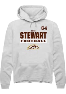 Race Stewart Western Michigan Broncos Mens White Football NIL Stacked Box Player Hood