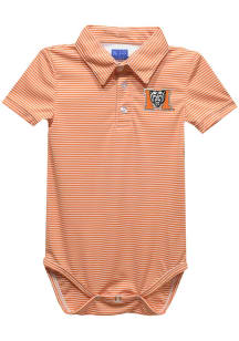 Vive La Fete Mercer Bears Baby Orange Pencil Stripe Short Sleeve One Piece Polo