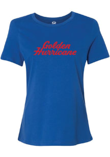 Summit Sportswear Tulsa Golden Hurricane Womens Blue Rhinestone Short Sleeve T-Shirt