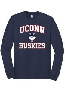 Summit Sportswear UConn Huskies Navy Blue No 1 Primary Long Sleeve T Shirt