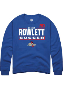 Brenna Rowlett  Rally Tulsa Golden Hurricane Mens Blue NIL Stacked Box Long Sleeve Crew Sweatshirt