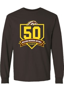 Summit Sportswear Western Michigan Broncos Brown Softball 50th Anniversary Long Sleeve T Shirt