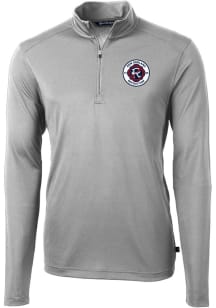 Cutter and Buck New England Revolution Mens Grey Virtue Eco Pique Big and Tall Qtr Zip