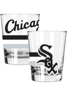 Chicago White Sox Big Stripes 2 Pack 15oz Etched Rock Glass - White
