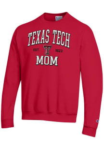 Champion Texas Tech Red Raiders Mens Red EST Date Mom Powerblend Long Sleeve Crew Sweatshirt