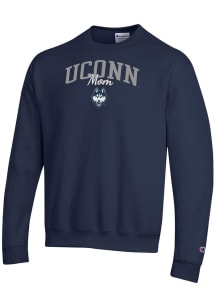 Champion UConn Huskies Mens Navy Blue Mom Script Powerblend Long Sleeve Crew Sweatshirt