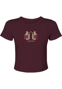 Summit Sportswear Harvard Crimson Womens Maroon Micro Rib Baby Short Sleeve T-Shirt