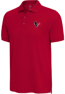 Antigua Houston Texans Mens Red Nobel Short Sleeve Polo