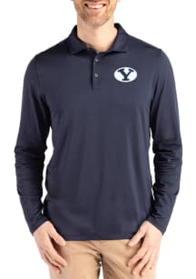 Cutter and Buck BYU Cougars Mens Navy Blue Coastline Long Sleeve Polo Shirt