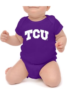 Little King TCU Horned Frogs Baby Purple Primary Logo Short Sleeve One Piece