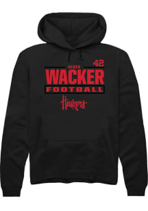 Derek Wacker Nebraska Cornhuskers Mens Black Football NIL Stacked Box Player Hood