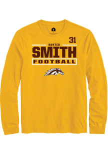 Hunter Smith Western Michigan Broncos Gold Football NIL Stacked Box Long Sleeve Player T Shirt
