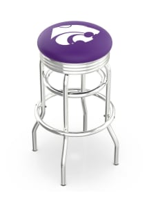 K-State Wildcats Double-Ring Swivel Chrome Pub Stool - Black