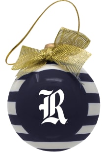 Rice Owls Ceramic Striped Ball Ornament - Blue
